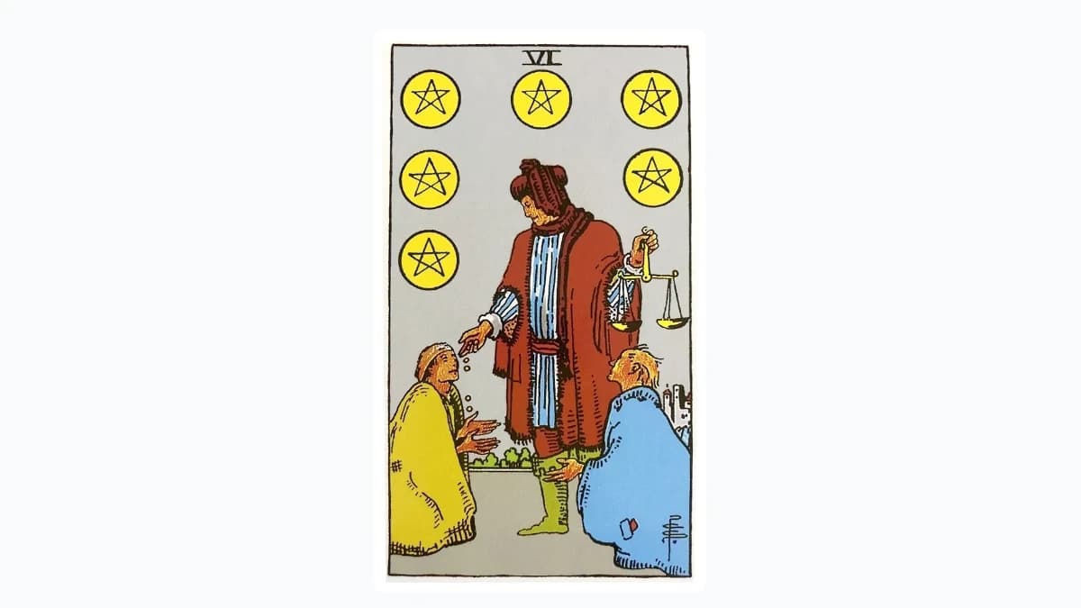 【タロット解説】「ペンタクルスの6(Six of Pentacles)」のカードの意味とは?恋愛・仕事・金運・健康を正位置・逆位置で徹底解説! - content 1